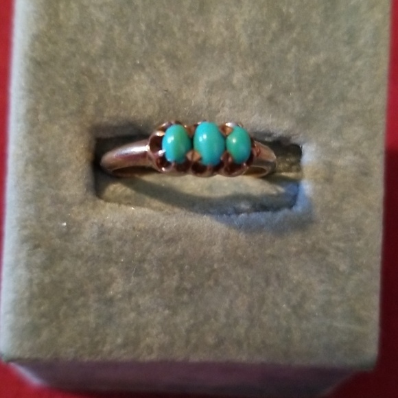 Jewelry - Antique Victorian 10k Rose Gold Persian Turquoise Ring 6.5